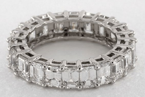 Reserved for Andile 3mm Princess White Topaz Wedding Ring Full Eternity 14K Rose Gold - Lord of Gem Rings