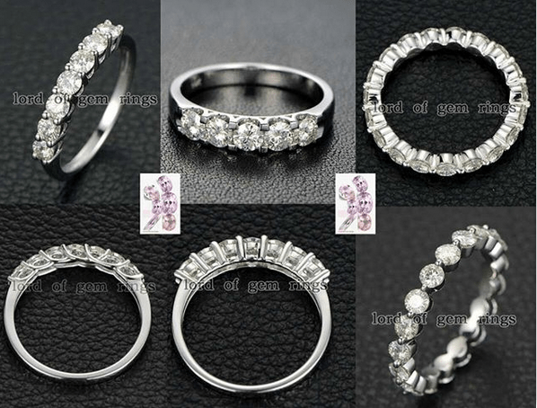 Reserved for Andile 3mm Princess White Topaz Wedding Ring Full Eternity 14K Rose Gold - Lord of Gem Rings