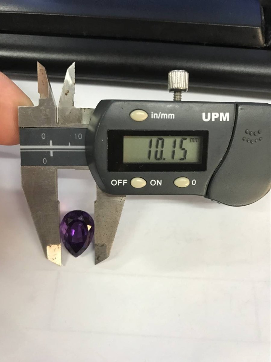 Reserved for Andile Elongated Pear amethyst and White Topaz 3-stone Ring 10x15mm - Lord of Gem Rings