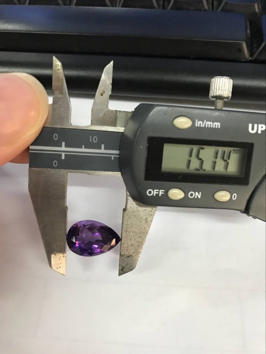 Reserved for Andile Elongated Pear amethyst and White Topaz 3-stone Ring 10x15mm - Lord of Gem Rings