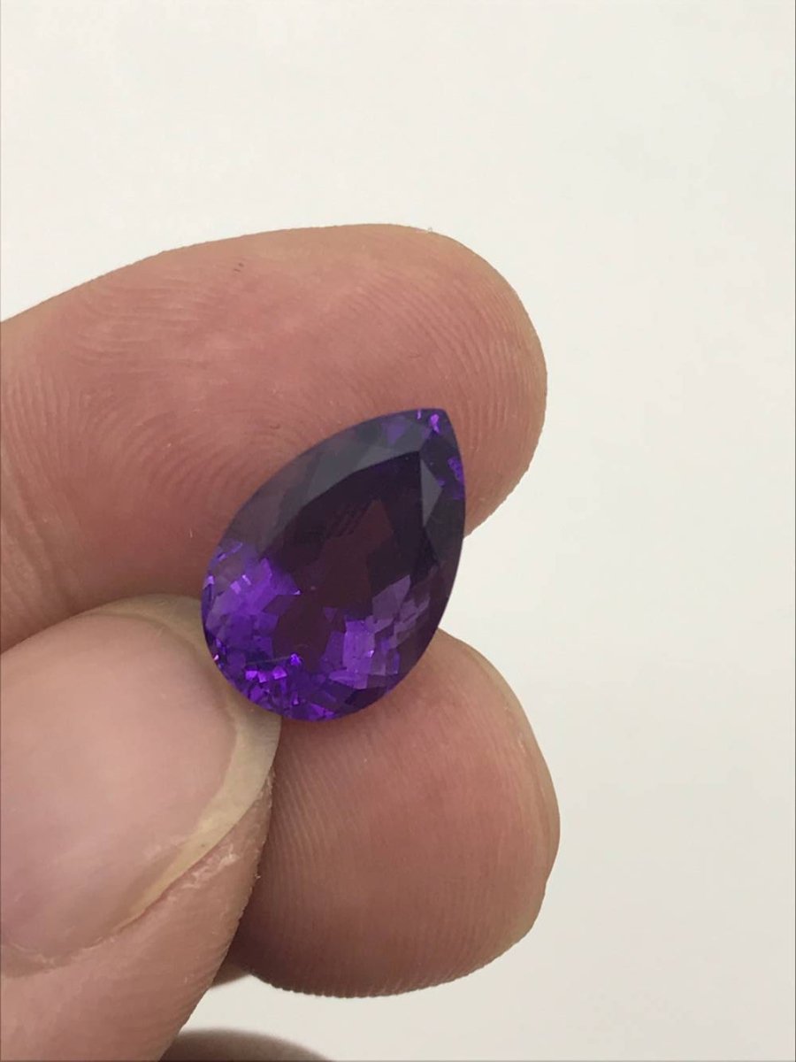 Reserved for Andile Elongated Pear amethyst and White Topaz 3-stone Ring 10x15mm - Lord of Gem Rings