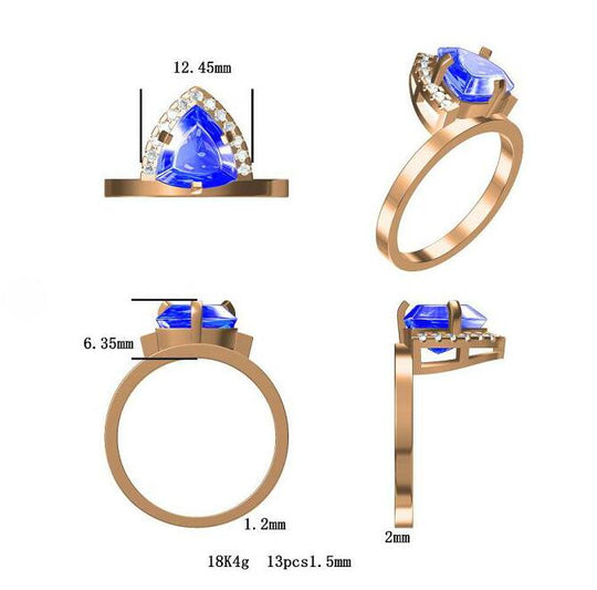 Reserved for Andrea Diamond  Trillion Semi Mount Ring 18K Rose Gold