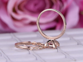 Reserved for Andrea Princess Morganite Ring United-as-One Sets 14K Rose Gold 6.5mm - Lord of Gem Rings