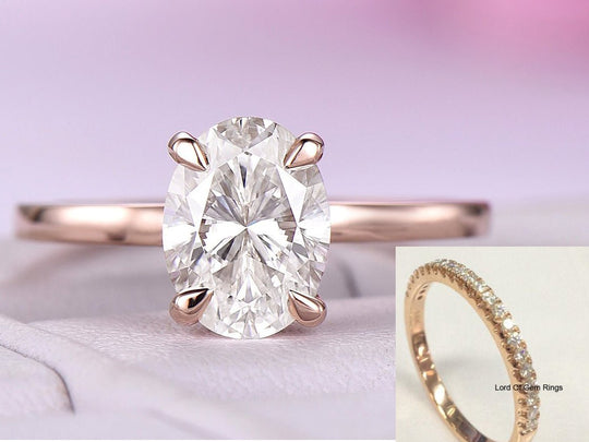 Reserved for Anna-Oval 7x9mm Moissanite Engagement Ring 14K Yellow Gold & Moissanite Wedding Band