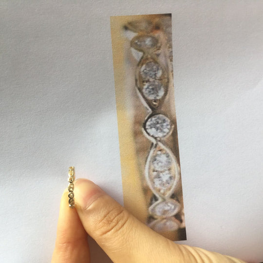 Reserved for Annie  Art Deco Moissanite Wedding Band 3/4 Eternity Ring 14K Yellow Gold