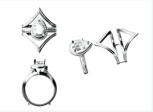 Reserved for Ashley Custom Pave Diamond Chevron Ring Guard 14k White Gold symmetrical