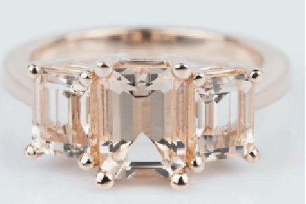 Reserved for ashley Emerald Cut Morganite Engagement trellis Ring Bridal set 14K Rose Gold - Lord of Gem Rings