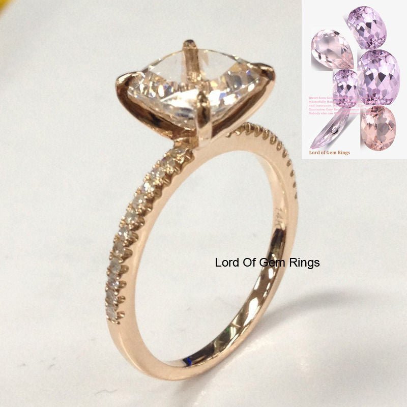Reserved for audrah Black Diamond Semi-Mount for Cushion stone 14K white gold - Lord of Gem Rings