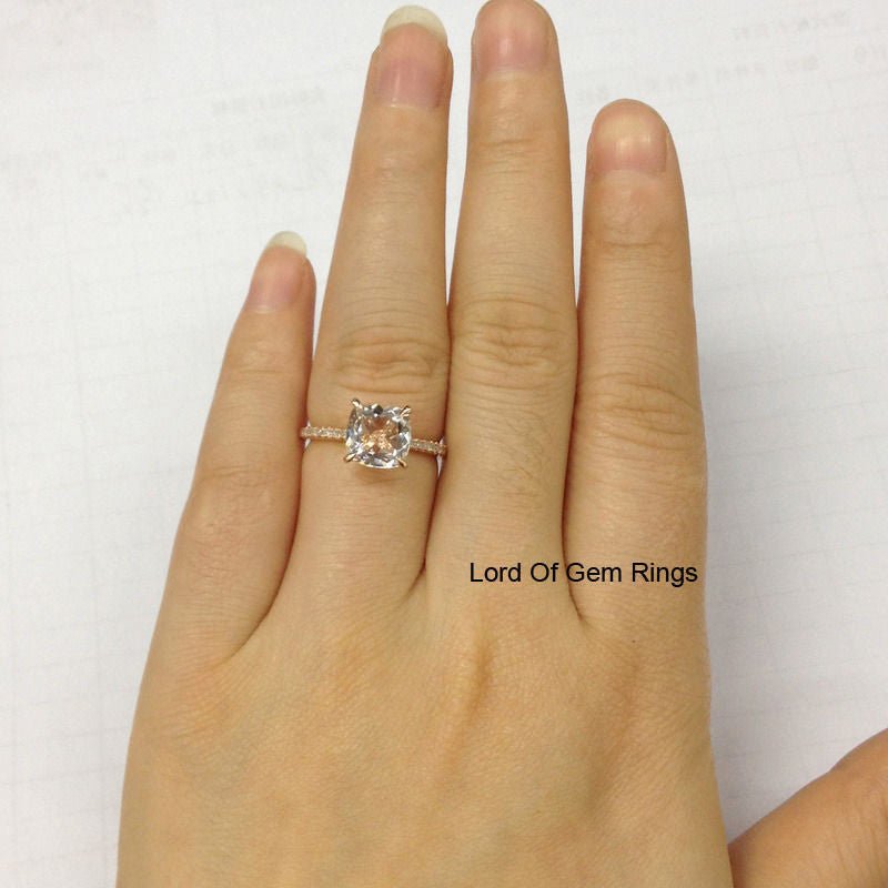 Reserved for audrah Black Diamond Semi-Mount for Cushion stone 14K white gold - Lord of Gem Rings