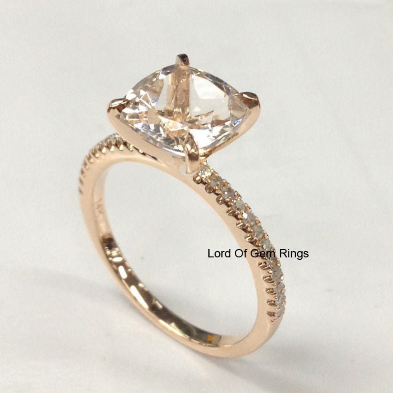 Reserved for audrah Black Diamond Semi-Mount for Cushion stone 14K white gold - Lord of Gem Rings