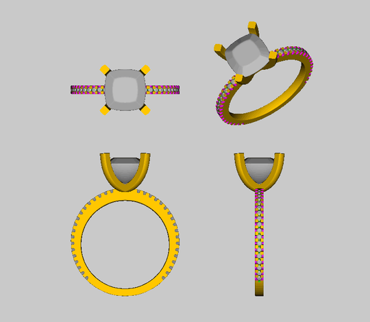 Reserved for audrah Black Diamond Semi-Mount for  Cushion stone 14K white gold