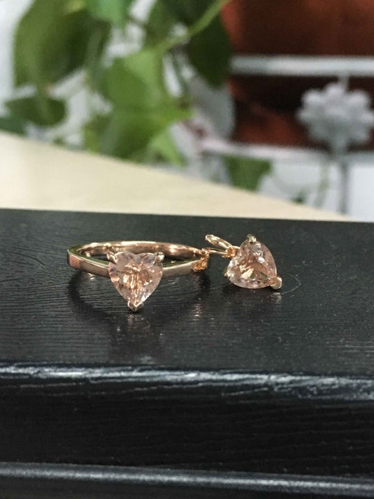 Reserved for  bbbirds0 Heart  Morganite Pendant 6.5mm 14K Rose Gold