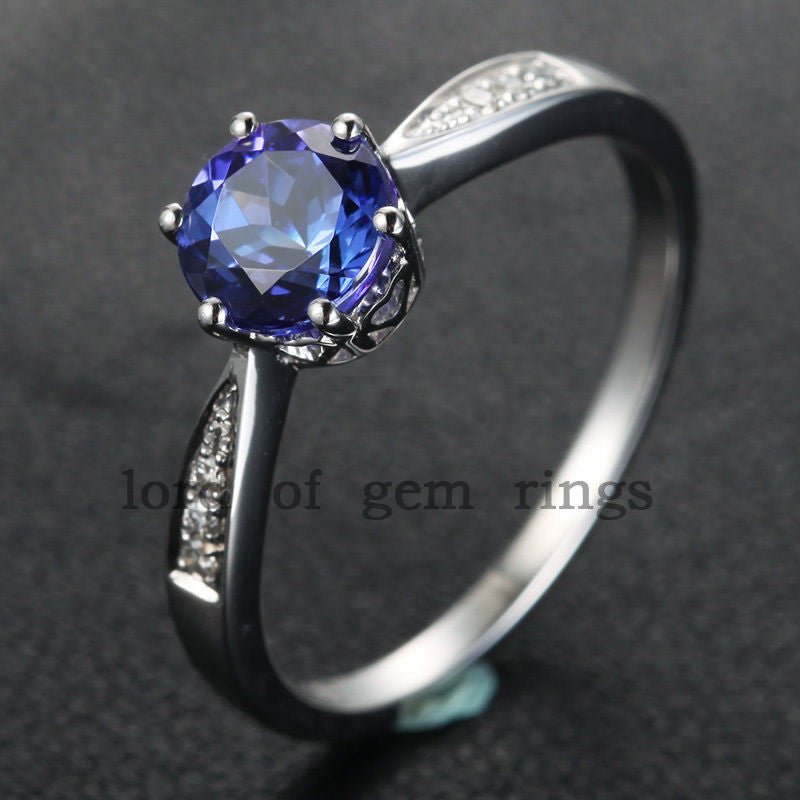 Reserved for Beau repair and shipping, Round Tanzanite Engagement Ring - Lord of Gem Rings