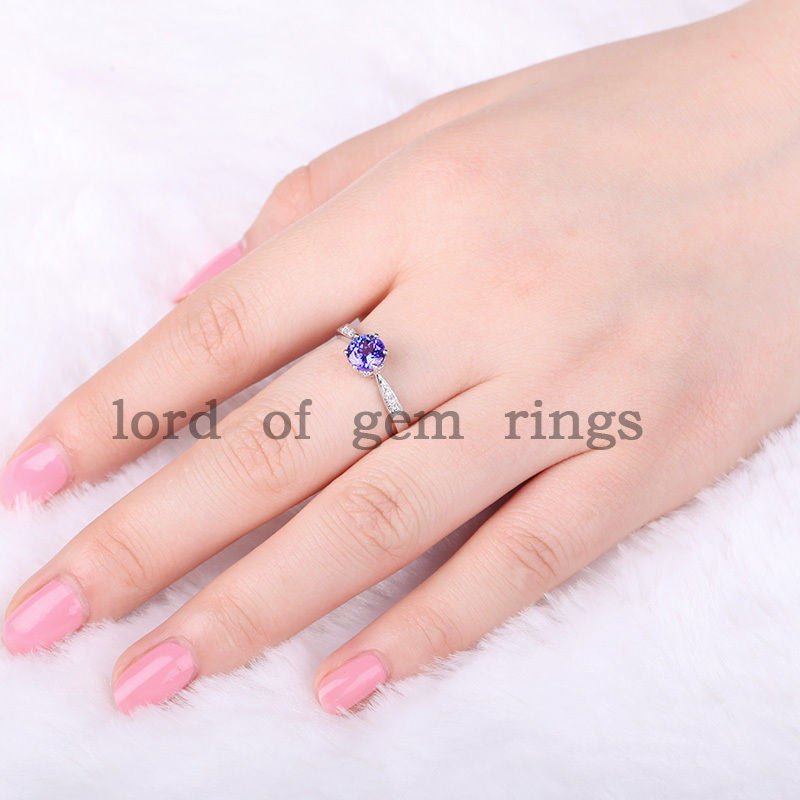 Reserved for Beau repair and shipping, Round Tanzanite Engagement Ring - Lord of Gem Rings