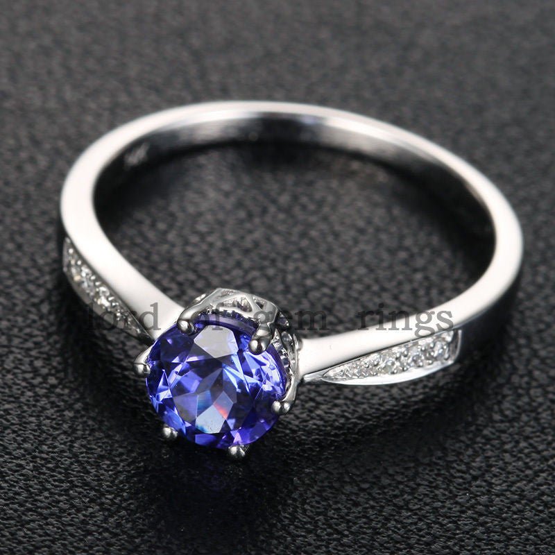 Reserved for Beau repair and shipping, Round Tanzanite Engagement Ring - Lord of Gem Rings