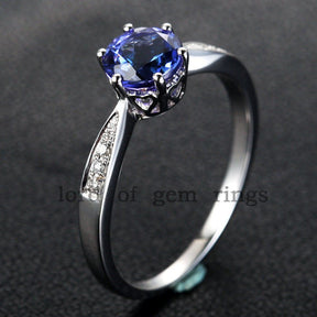 Reserved for Beau repair and shipping, Round Tanzanite Engagement Ring - Lord of Gem Rings
