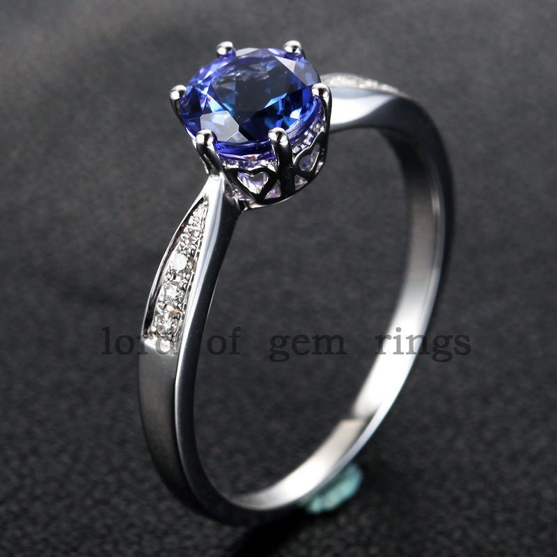 Reserved for Beau repair and shipping, Round Tanzanite Engagement Ring - Lord of Gem Rings