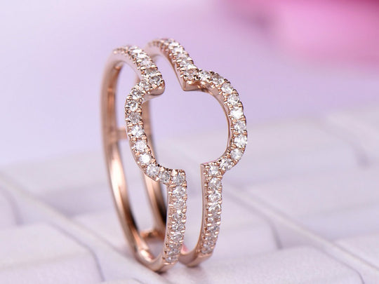 Reserved for Bianca Custom Countour Diamond Wedding Rings 14k White Gold