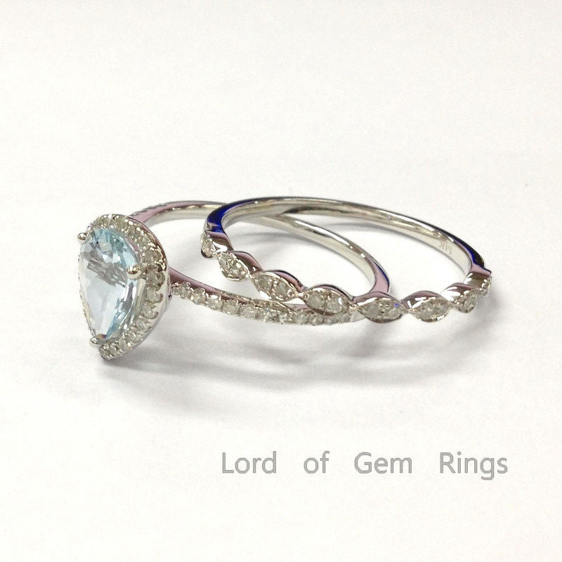 Reserved for Brandi Custom Diamond Engagement Ring Bridal Set Pave Diamonds Wedding 18K White Gold - Lord of Gem Rings
