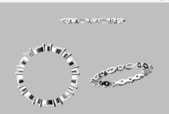 Reserved for Brenda VS Marquise/Round Diamond Wedding Band Half Eternity Ring 14K White Gold