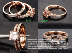 Reserved for Brett Custom Matching Band for Asscher Morganite Ring 4K Rose Gold - Lord of Gem Rings
