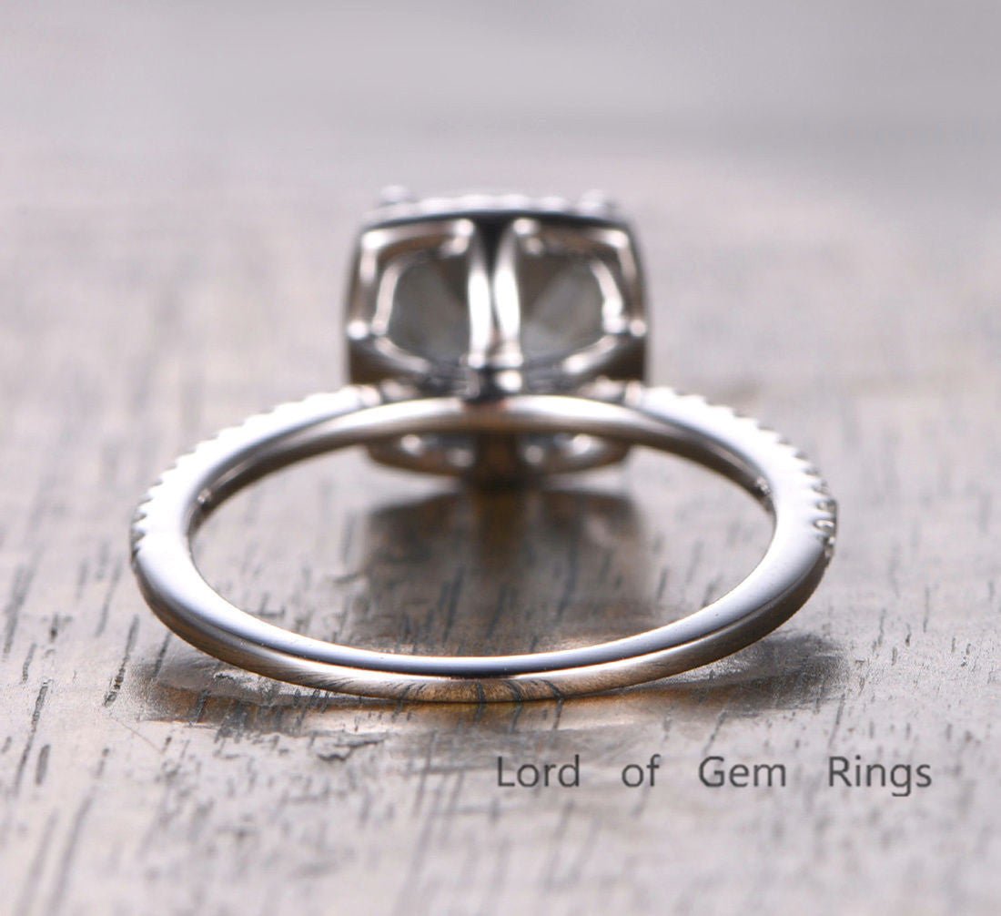 Reserved for Brian 1.5mm Diamond Shank Semi Mount Ring 18K White Gold Cushion - Lord of Gem Rings