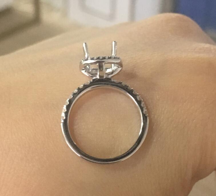 Reserved for Brian 1.5mm Diamond Shank Semi Mount Ring 18K White Gold Cushion - Lord of Gem Rings