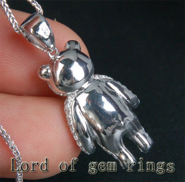 Reserved for Brian Teddy Bear 1.22ctw Diamonds Solid Silver Pendant - Lord of Gem Rings
