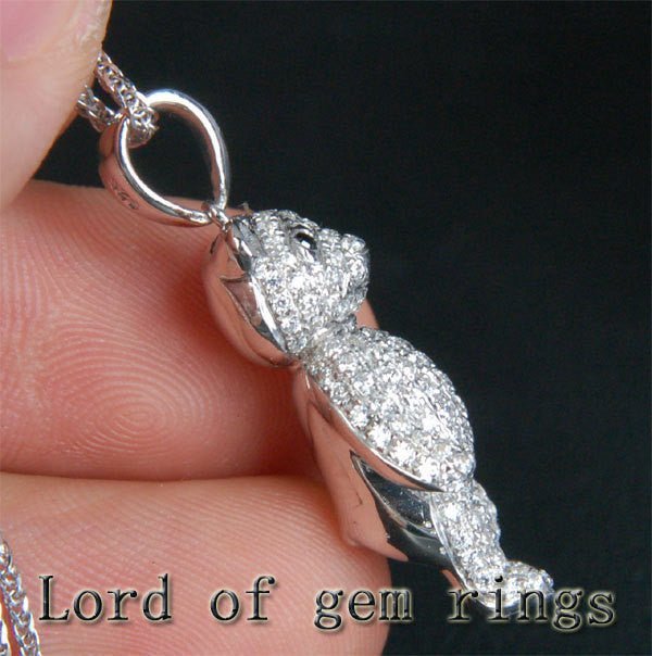 Reserved for Brian Teddy Bear 1.22ctw Diamonds Solid Silver Pendant - Lord of Gem Rings