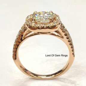 Reserved for Brittany,Custom Moissanite Engagement Ring Double Halo 14K Yellow gold - Lord of Gem Rings