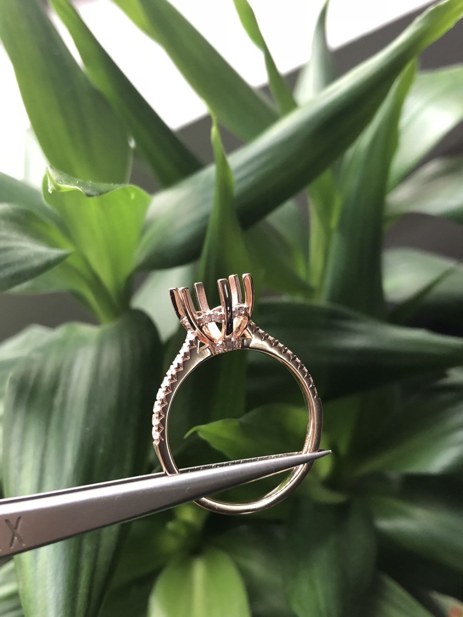 Reserved for Carolina Diamond Cathedral Semi-Mount Ring 10K Rose Gold Round 8.99mm - Lord of Gem Rings