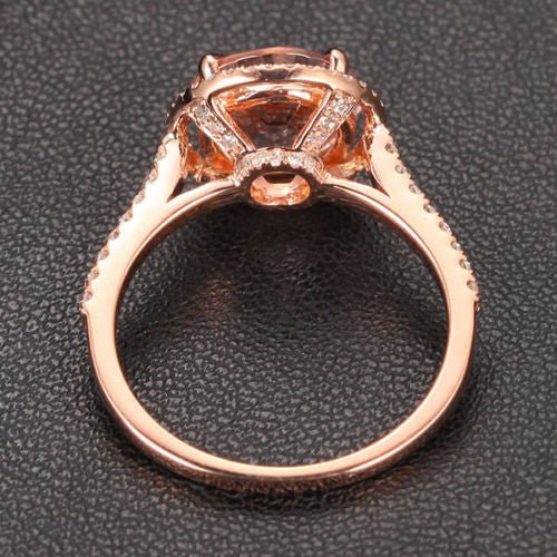 Reserved for cblaauboer Round Morganite Engagement Ring Pave Diamond 14K White Gold - Lord of Gem Rings