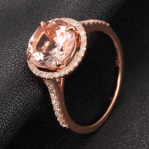 Reserved for cblaauboer Round Morganite Engagement Ring Pave Diamond 14K White Gold - Lord of Gem Rings