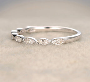 Reserved for Chris Pave Diamond Wedding Band Art Deco Half Eternity Ring 14K White Gold - Lord of Gem Rings