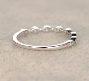 Reserved for Chris Pave Diamond Wedding Band Art Deco Half Eternity Ring 14K White Gold - Lord of Gem Rings