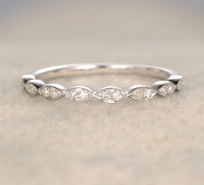 Reserved for Chris Pave Diamond Wedding Band Art Deco Half Eternity Ring 14K White Gold - Lord of Gem Rings