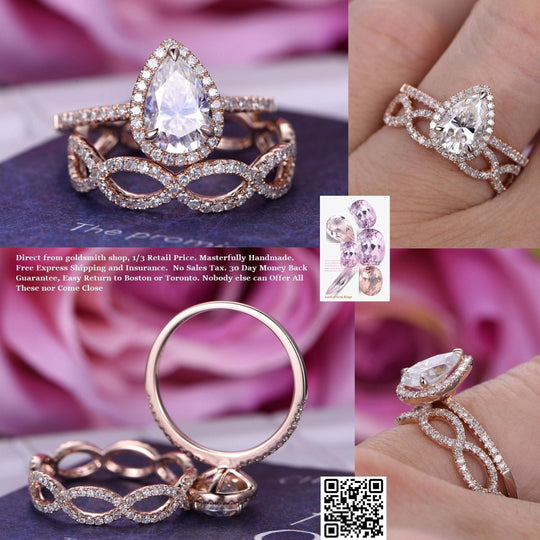 Reserved for Chris Pear Moissanite Ring 10K White Gold 6x9mm