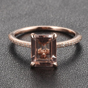 Reserved for Christina, Emerald cut Morganite Ring, Two days shippig - Lord of Gem Rings
