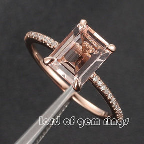 Reserved for Christina, Emerald cut Morganite Ring, Two days shippig - Lord of Gem Rings