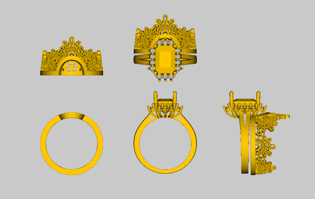 Reserved for Cole, Custom Matching Tiara Matching RIng for Emerald Cut Morganite Ring - Lord of Gem Rings