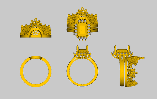 Reserved for Cole, Custom Matching Tiara Matching RIng for  Emerald Cut Morganite Ring