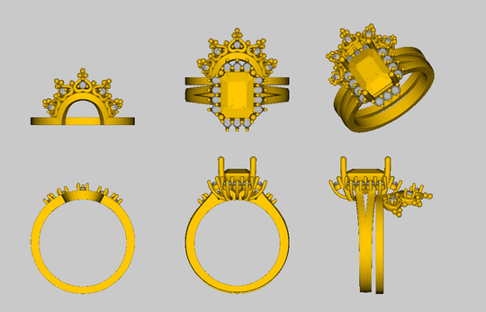 Reserved for Cole, Custom Matching Tiara Ring for  Emerald Cut Morganite Engagement Ring 14K Rose Gold