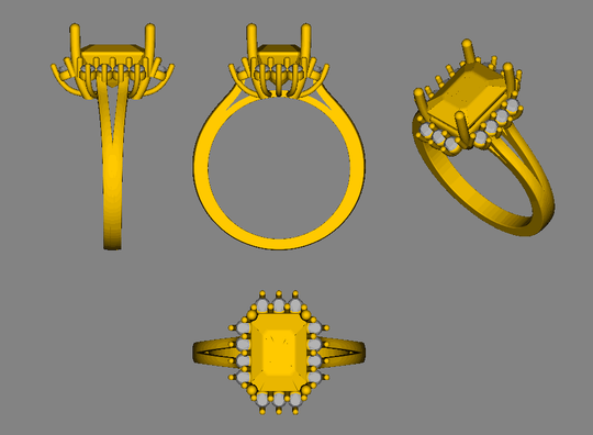 Reserved for Cole, Custom  Vintage Emerald Cut Morganite Engagement Ring Diamond Halo 14K Rose Gold