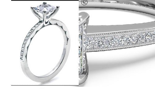 Reserved for Cynthia Diamond Semi Mount Ring Diamond Uner Halo 14K White Gold - Lord of Gem Rings