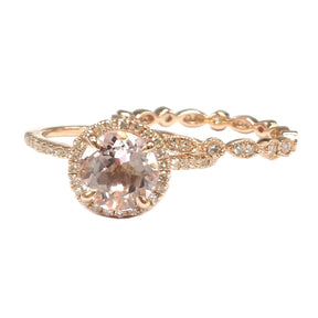 Reserved for dannimatarese Custom Diamond Semi Mount and 2 matching bands 18K Rose Gold - Lord of Gem Rings
