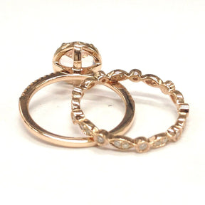 Reserved for dannimatarese Custom Diamond Semi Mount and 2 matching bands 18K Rose Gold - Lord of Gem Rings