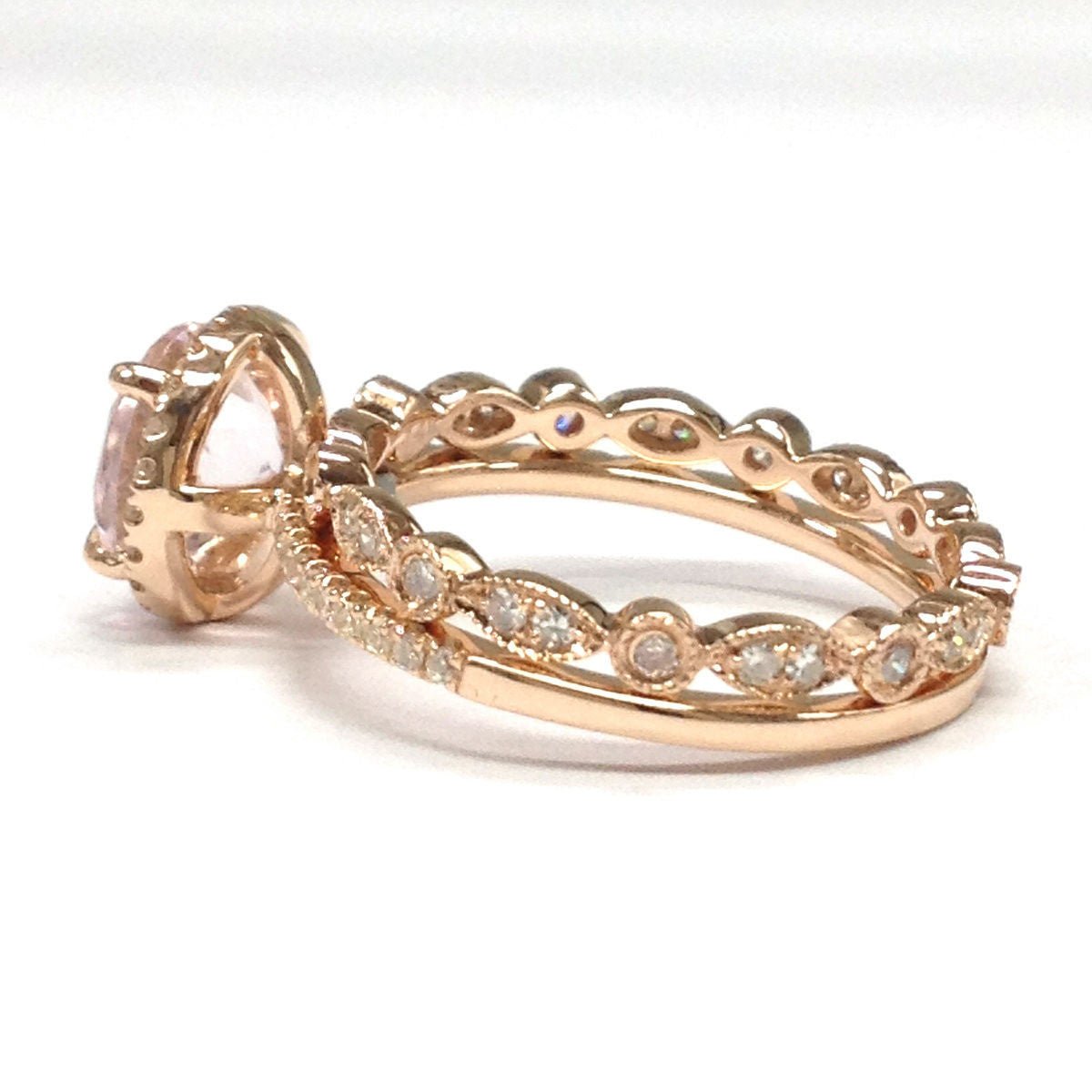 Reserved for dannimatarese Custom Diamond Semi Mount and 2 matching bands 18K Rose Gold - Lord of Gem Rings