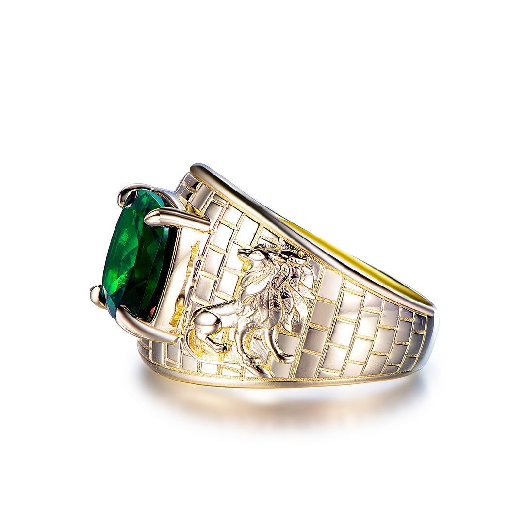 Reserved for David - Custom Dragon & Lion Crest Ring Gold - Lord of Gem Rings