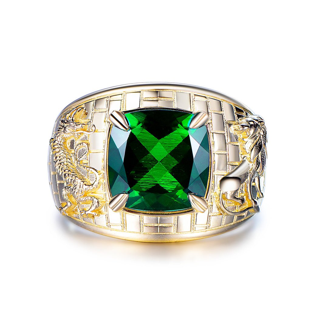 Reserved for David - Custom Dragon & Lion Crest Ring Gold - Lord of Gem Rings