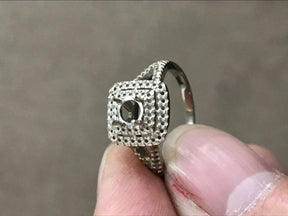 Reserved for David Diamond Semi Mount Ring 14k White Gold Split shank tilted double halo - Lord of Gem Rings